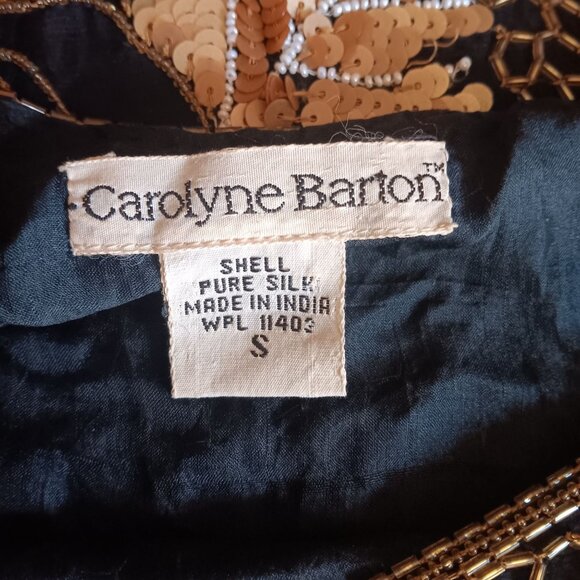 Small Vintage Sequin & Beaded Floral Blouse Top Womens Carolyne Barton India 90s - Picture 7 of 8